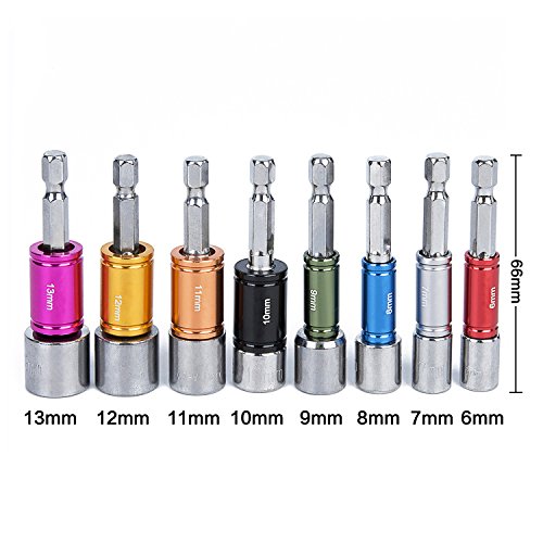 K Kwokker 8 Pieces Driver Sockets Adapter Extension Set Drill Bit Nut Screwdriver Repairing Tool Kit for electronic devices repair and opening 6/7/8/9/10/11/12/13mm