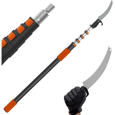 AgiiMan Telescoping Pole Saw | 3-12FT Extendable Tree Trimmer With 19" Detachable Saw Blade