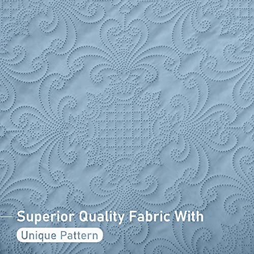 TAOCOCO Queen Quilt Set Spa Blue Bedspread,Lightweight Queen Bed Coverlet,Bed Decor Coverlet Set Comforter Bedding Cover for All Season-3 Pieces (Includes 1 Quilt, 2 Shams)