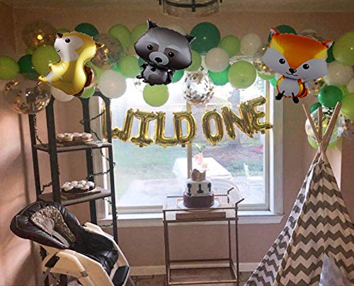 LaVenty Set of 5 Wild One Balloons Woodland Party Supplies Animal Birthday Balloons Woodland Animals Banner Forest Animal Friends Themed Balloons Woodland Animals Baby Shower Birthday Party Decorations - Thumbnail 4