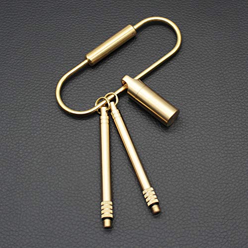 PPFISH Outdoor Camping Picnic Titanium Toothpick & Ear Pick EDC Keychain Tool With Brass Protective Case Holder Ultralight Travel Kits - Thumbnail 6