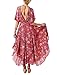 R.Vivimos Women Summer Print Deep V Neck Cotton Beach Long Dresses Medium Red
