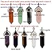 MIKINI 9pcs Silver Plated Wire Wrap Hexagon Pointed Cut Gemstone Healing Energy Natural Crystal Pendant Necklaces Pack, 18 Inches (9pcs (Cap))