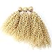 Synthetic Bundles Kinky Curly Hair Weave Extensions Color 613# 16 18 20 Inches Mixed Length 3 Bundles Heat Resistant Fiber