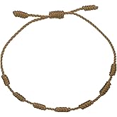 PATIKIL Bracelet 7 Knot, Handmade Adjustable String Protection Good Luck Cord Braided Bracelet for Gift Charm, Brown