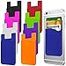 Cellphone Card Holder Back Wallet, JINYEXUAN 8 pcs Colorful Silicone Adhesive Stick-on Credit Card ID Card Keeper with 2 Hang Ropes