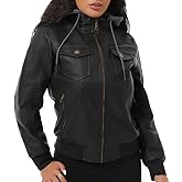 GGleaf Women's Faux Leather Jacket Waterproof Motorcycle Bomber Jacket Vintage PU Moto Biker Coat