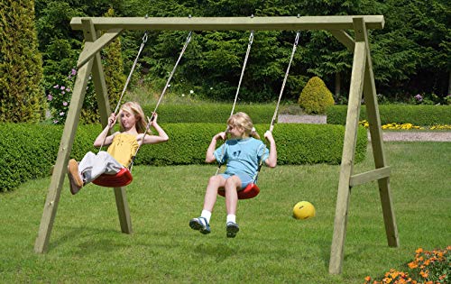 Gartenpirat Kinderschaukel Premium Holz Doppelschaukel Outdoor 2 Schaukelsitzen TÜV 240x180x200 cm – Bild 5