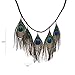 Lureme Native American Braided Leather String with Peacock Feather Pendants Necklace for Women and Girls (01002127)