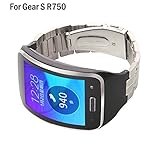 HWHMH 1PC Replacement Stainless Steel Metal Band/Genuine Leather Band Strap for Samsung Galaxy Gear S SM-R750 Smart Watch (No Tracker)
