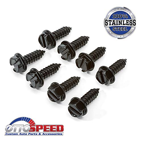 2 Black+License+Plate+Screws+Fastener