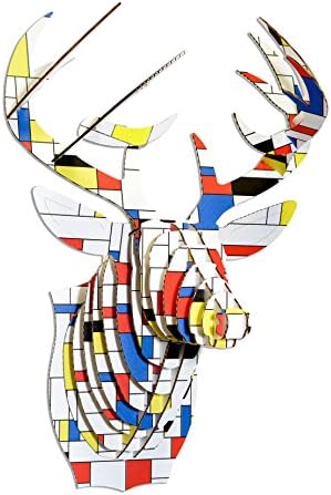 Cardboard Safari Recycled Cardboard Animal Taxidermy Deer Trophy Head, Modern Art Prints, Grid Bucky Large