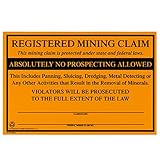 Federal Registered Mining Claim No Prospecting Sign Gold Prospecting Supplies