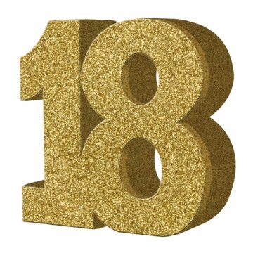 Generique - H100 Gold Glitter Number 18 Table Decoration-1 Pc