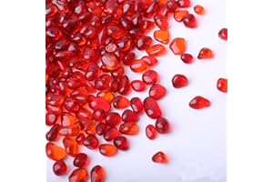 XIZHI 1 Pound Glass Stones Gorgeous Aquarium Decorated Irregular Glass Pebbles Artificial Glaze Crystal Stones Rocks for Aquarium, Fish Tank, Garden, Vase Fillers, Succulent Plants Decor (Red)
