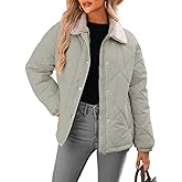 Dokotoo Women's Winter Casual Quilted Jackets Long Sleeve Button Down Puffer Jacket Padded Outerwear Coats