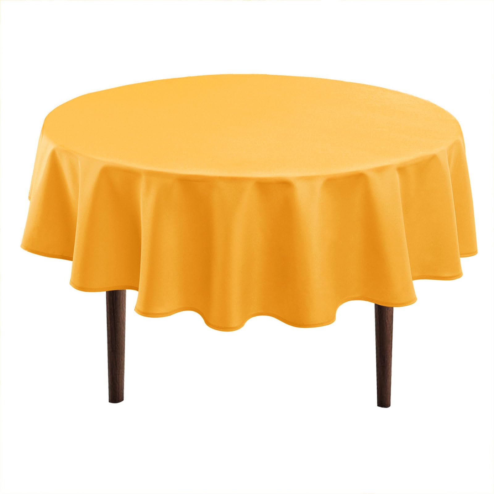 Photo 1 of Hiasan Round Tablecloth 80 Inch - Waterproof Stain Resistant Spillproof Polyester Fabric Table Cloth for Dining Room Kitchen Party, Orange Yellow