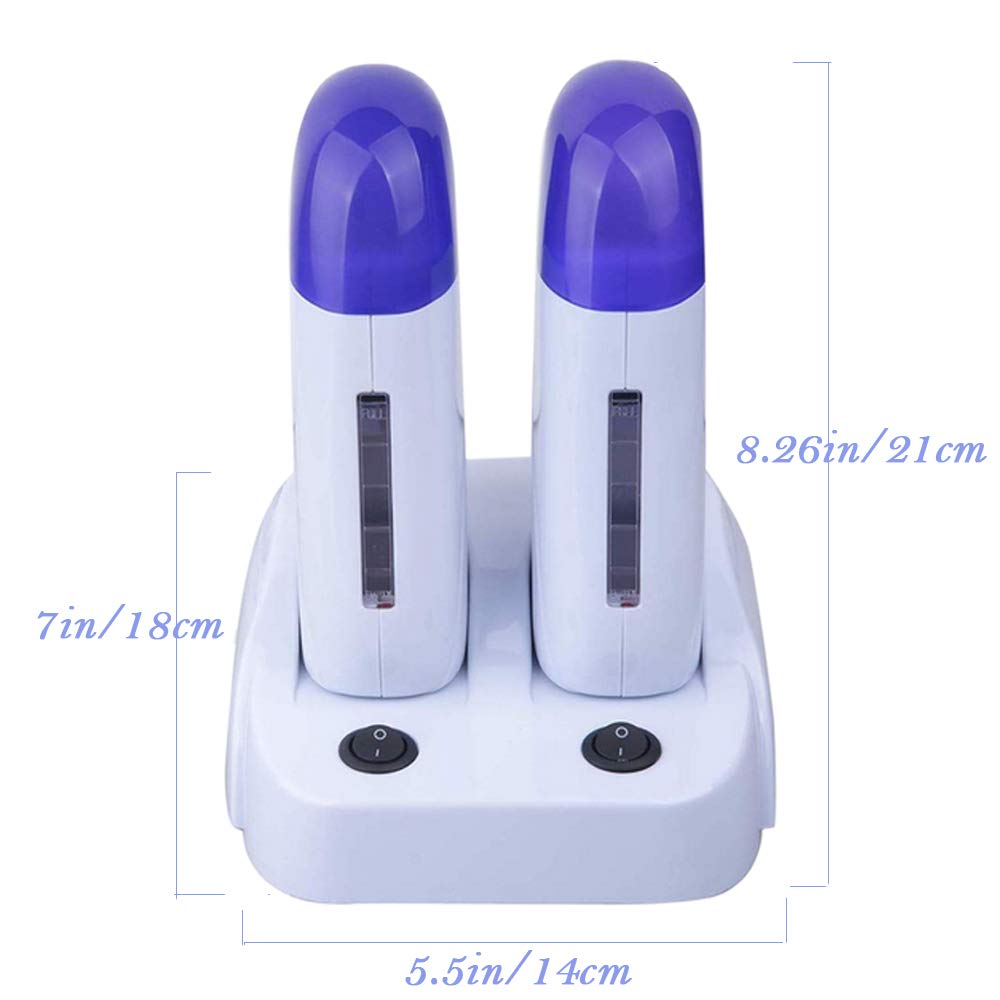 Nynelly Portable Double Depilatory Roll on Wax Warmer with Heater Base for Women Men Hair leg, Armpit, Bikini