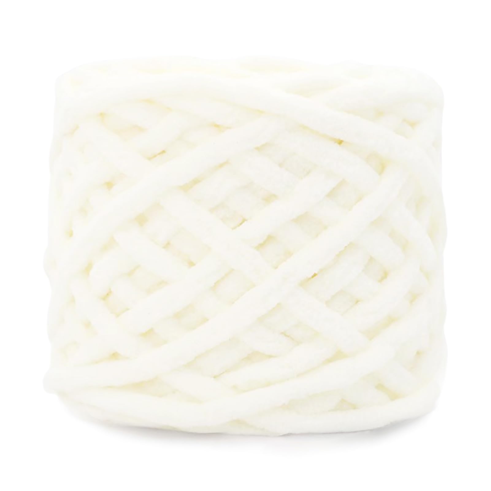 Single Thick Terylene, Ice Strip Quick Yarn Needle Knitting Woven Blanket Slipper Line for Weave Scarves(Milk White)