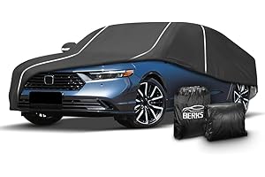 BERKSYDE Fluorescent Strip Design Waterproof Car Cover Compatible for Honda Accord Sedan/Coupe 2001-2024 All Weather 6 Layers Full Car Cover Safe Parking at Night with Storage Bag