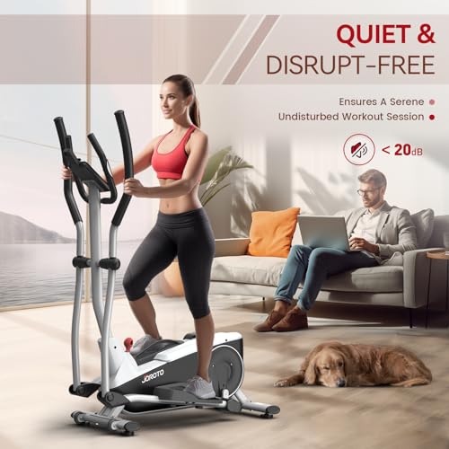 JOROTO Elliptical Machine Exercise Bike for Home Cardio, Magnetic Cross Trainer with 8 Resistance Levels, Pulse Rate Grips & LCD Monitor Exercise Equipment for Home Gym Use, 330lbs Weight Capacity