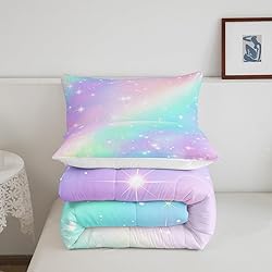 Erosebridal Rainbow Comforter Set Twin Girls Ombre