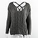 Huiyuzhi Womens Criss Cross Backless Knitted Loose Sweater