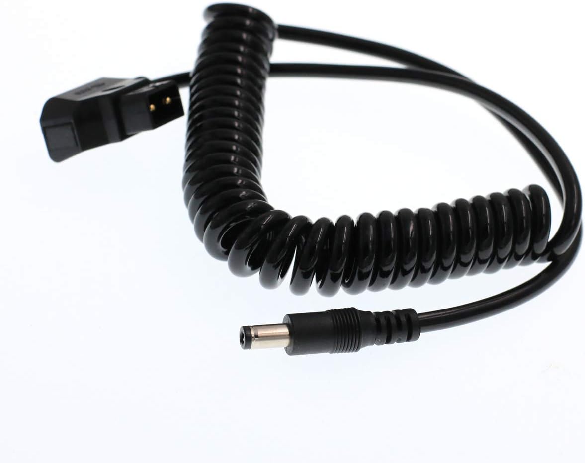 DRRI D-Tap Male to DC 5.5x2.5mm Jack Coiled Cable for Blackmagic Video Assist