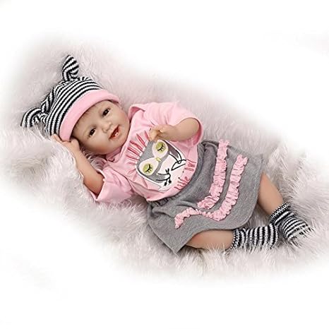 Nicery Reborn Baby-Puppe Weich Simulation Silikon Vinyl 22 Zoll 55 cm magnetisch Mund lebensechte Boy Girl Junge Mädchen Spie