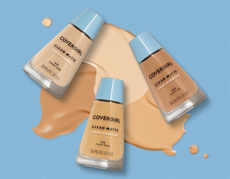 COVERGIRL Clean Matte Liquid Foundation Buff Beige 525, 1 oz (packaging may vary)