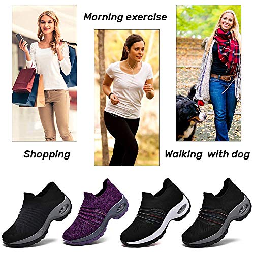 DierCosy Nursing Shoes for Women Black Slip on Womens Walking Shoes Comfortable Nurse Work Shoes