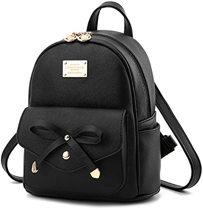 Girl with Bow Cute Leather Backpack Mini Backpack Wallet
