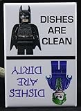 CLEAN / DIRTY Batman LEGOs - Dishwasher Magnet. Batman, Joker LEGO MiniFigure