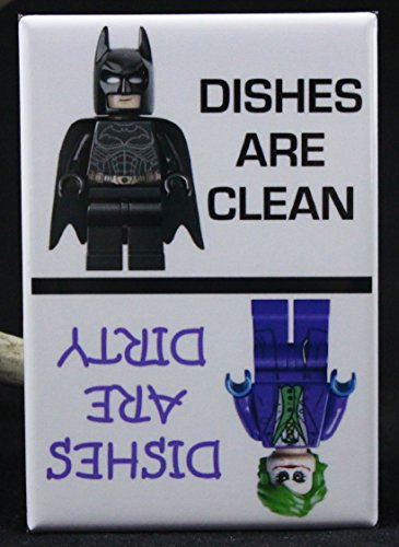CLEAN / DIRTY Batman LEGOs - Dishwasher Magnet. Batman, Joker LEGO MiniFigure