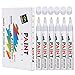 Vickay Paint Pens Marker White for Rock, Stone, Ceramic, Metal, Glass, Wood, Set of 6 Medium Tip Paint Markers High Volume Ink Water Resistant for DIY Craft Quick Drying with 2 Extra Chisel Tips