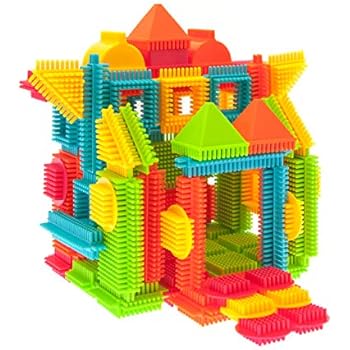 PicassoTiles PTB120 120pcs Bristle Shape 3D Building Blocks Tiles Construction Toy Set Learning Playset STEM Toy Set Educational Kit Child Branin Development Preschool Kindergarten Toy