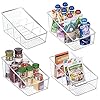 iDesign-77650-Linus-Kitchen-Organizer-Bin-For-Food-Storage-CondimentDressing-Pouches-Clear iDesign Divided Storage Container, Fridge Organiser, BPA-free Clear Drawer Organizer for Kitchen, Fridge and…