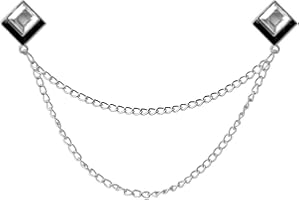 KILENER Gem Brooch Pins Hanging Chain Lapel Pin for Men Suits Shirt Collar Brooch Square Crystal Brooch Pin Rhinestone Lapel Pins for Men Tassel Chain Brooch Collar Pins Business Suit Shirt Accessories