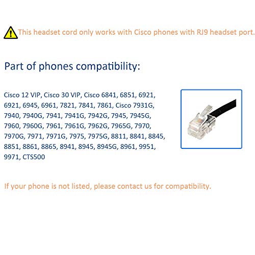 Headset Adapter Cable Compatible with Cisco Phones (Coil Cord to QD Modular Plug), Connecting Plantronics or MKJ Headsets Alternative to Plantronics U10 for 7841, 7942G, 8841, 7931G, 7821 etc