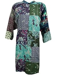 Front Open Patchwork Tunic top Embroidered Green Shirt Kurti XL