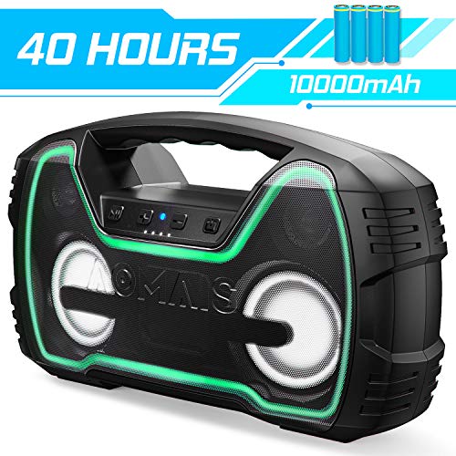 Bluetooth Speakers, AOMAIS 40-Hour Playtime Portable Outdoor Wireless Speaker with 10000mAh Battery, 25W Loud Volume & Deeper Bass / IPX7 Waterproof/LED Lights for Party, Pool, Beach [2019 Newest]