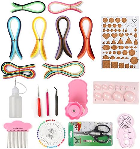 Paper Quillling Kit with 960 Strips and 11 Tools Board Mould Crimper Coach Comb (Paper Width 5mm)