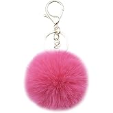 Unpafcxddyig Faux Rabbit Fur Ball Pom Pom Keychain for Car Key Ring Phone Handbag Charm Tote Pendant