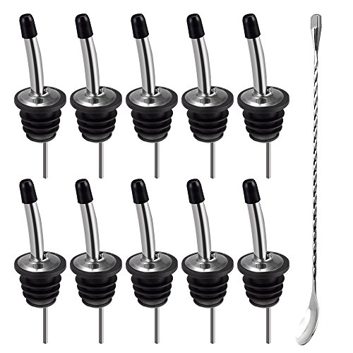 SENHAI 10 Pieces Wine Liquor Bottle Pourers with 12inch Long Handle