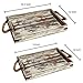 MyGift 2 Piece Set Rustic Torched Wood and Black Metal Decorative Nesting Serving Trays with Rope Handles for Breakfast in Bed, Coffee Table, Ottoman Decor