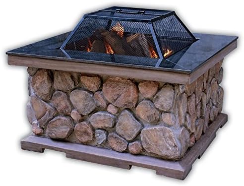 Amazon Com Ok Lighting Faux Stone Fire Pit With Granite Top Home