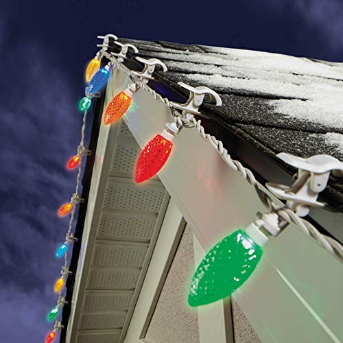 NOMA C9 LED Quick Clip Christmas Lights Builtin ClipOn String Lights 25 Clear MultiColor