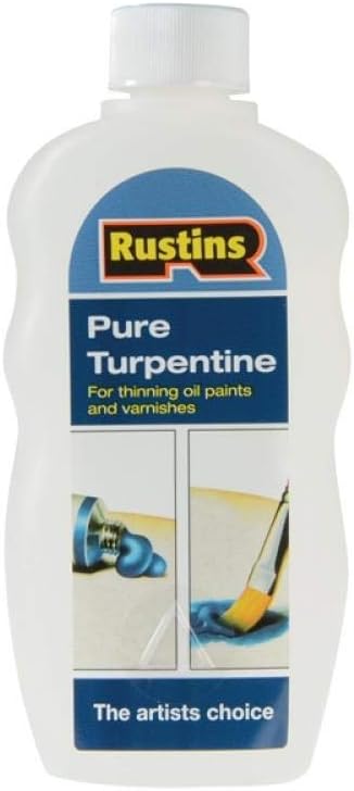 Rustins Pure Turpentine 300ml for Oil Paints Varnishes Beeswax Thinning