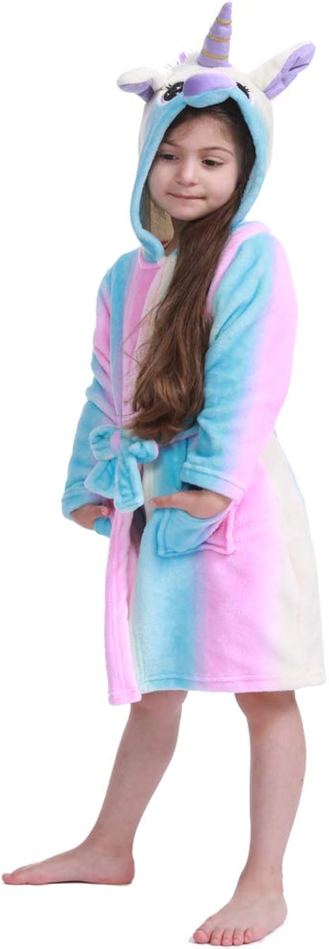 etitek Toddler Robe Unicorn Hooded Bathrobe Soft Sleepwear Kids Robes