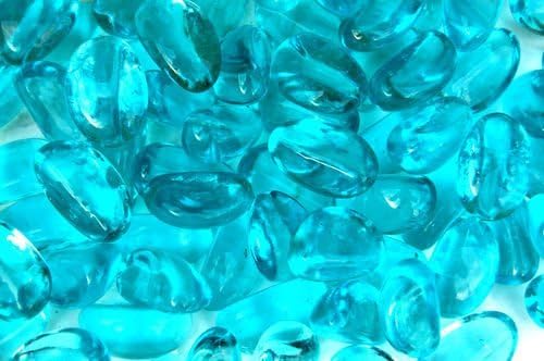 1kg Aqua Blue Glass pebbles (approx 165 pebbles) Size 12mm-23mm approx by LowLowPrices
